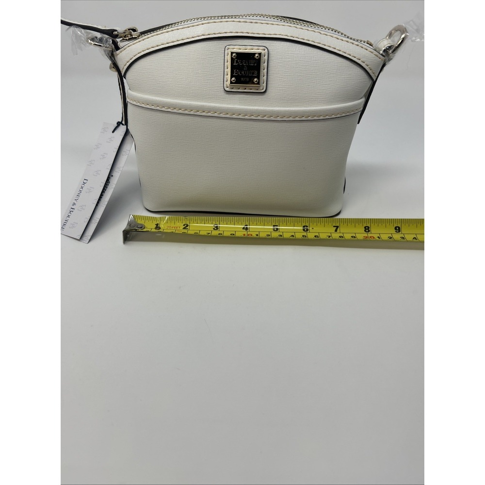 NWT Dooney & Bourke Saffiano Mini Domed Crossbody Off White Gold Hardware - Picture 10 of 11